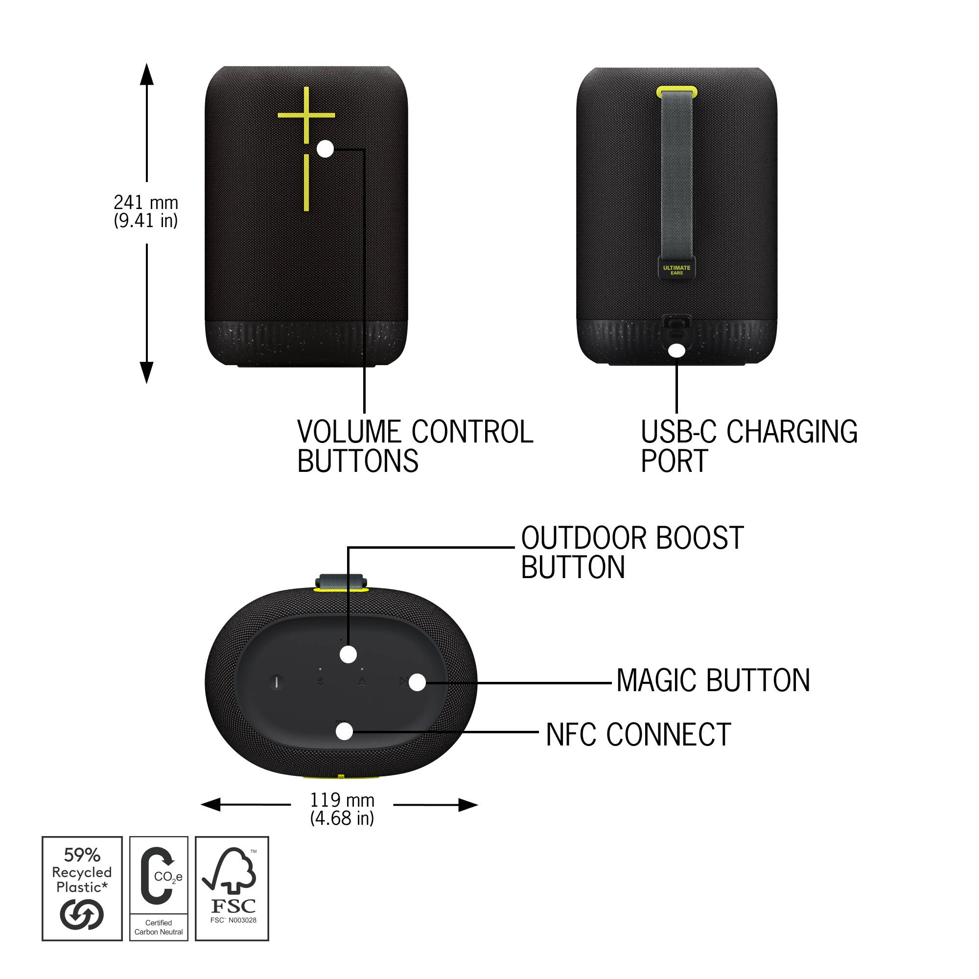 Logitech UE EPIC Boom portable Bluetooth speaker for outdoor audio with water and dust protection — view 9