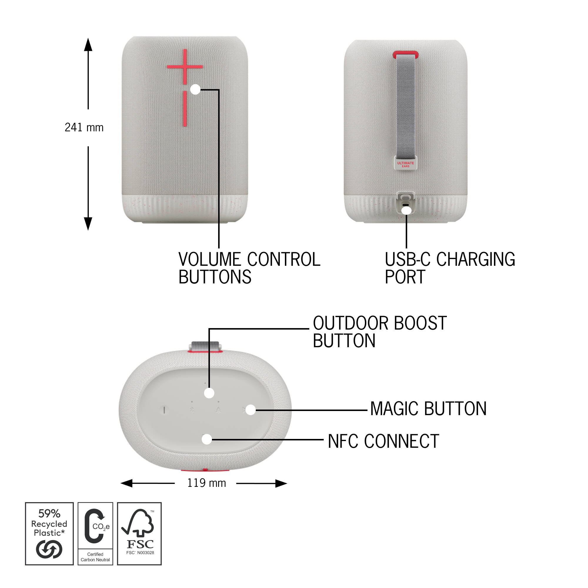 Logitech UE EPIC Boom portable Bluetooth speaker with 17-hour battery life and water dust protection — view 8