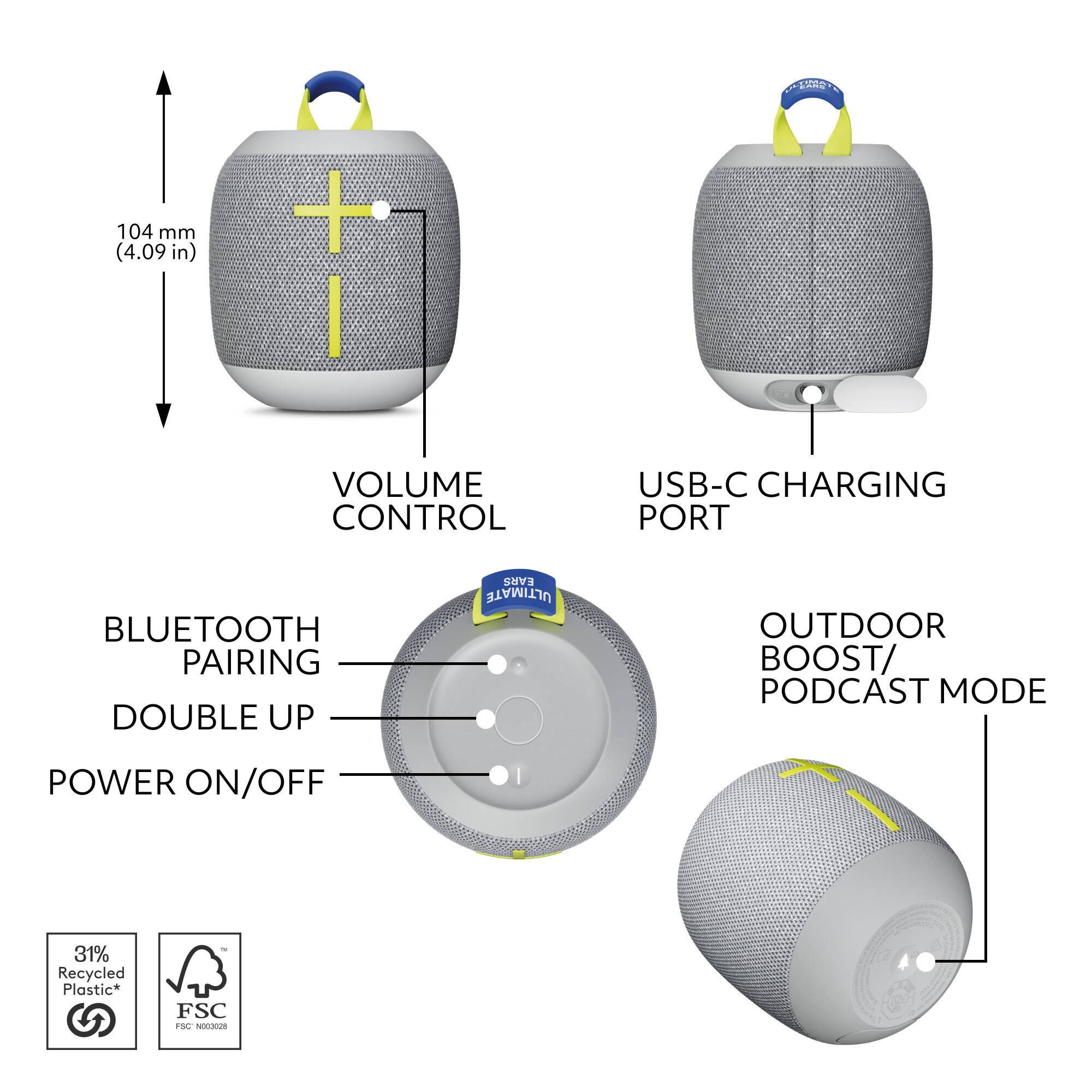 Ultimate Ears WONDERBOOM 4 portable Bluetooth speaker in Gray — view 5