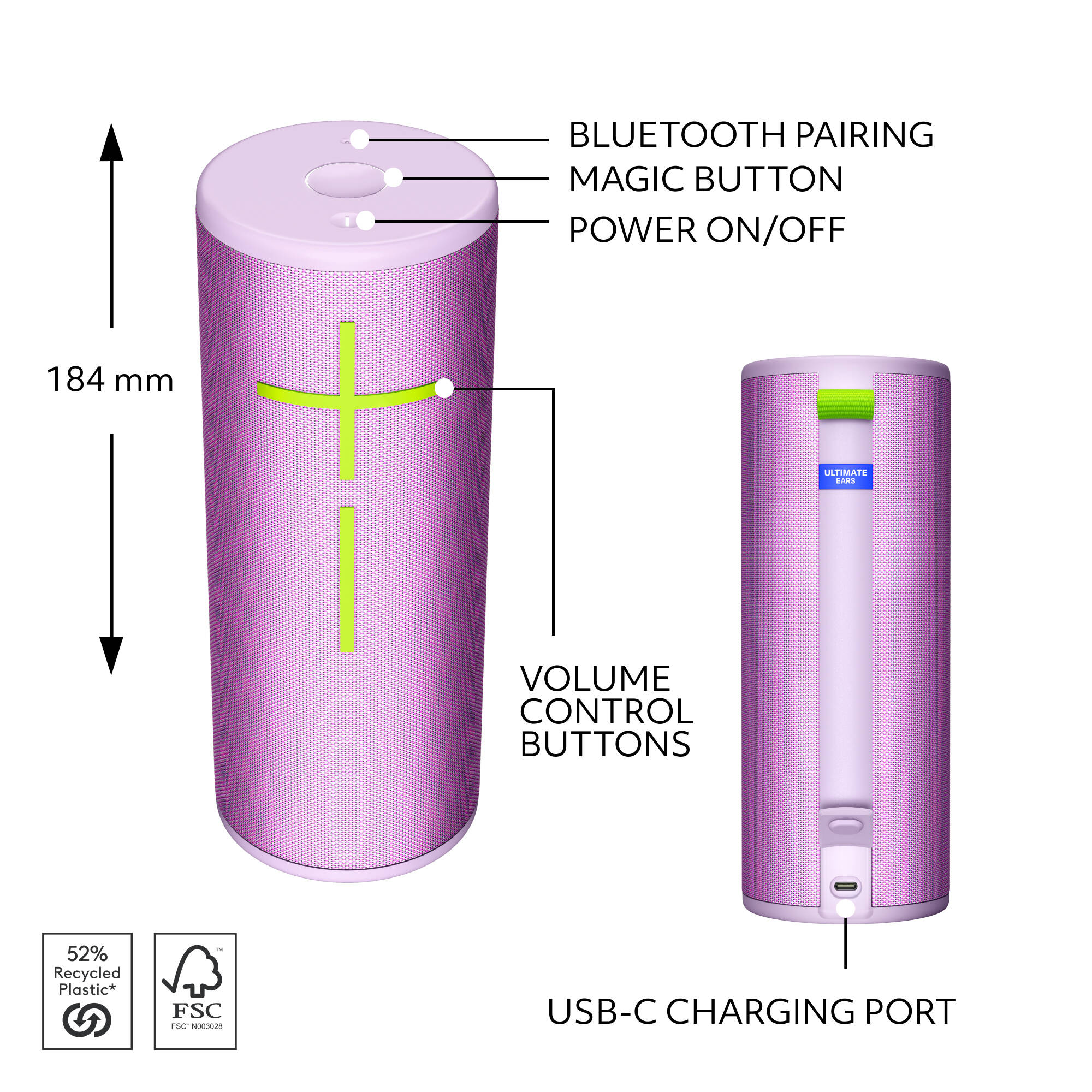 Ultimate Ears BOOM 4 portable Bluetooth speaker in Purple/Lilac — view 6