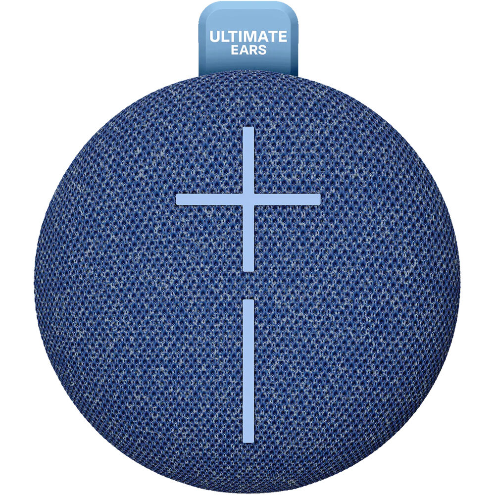 Logitech UE Mini Roll Blue compact portable speaker with hookable strap — view 2