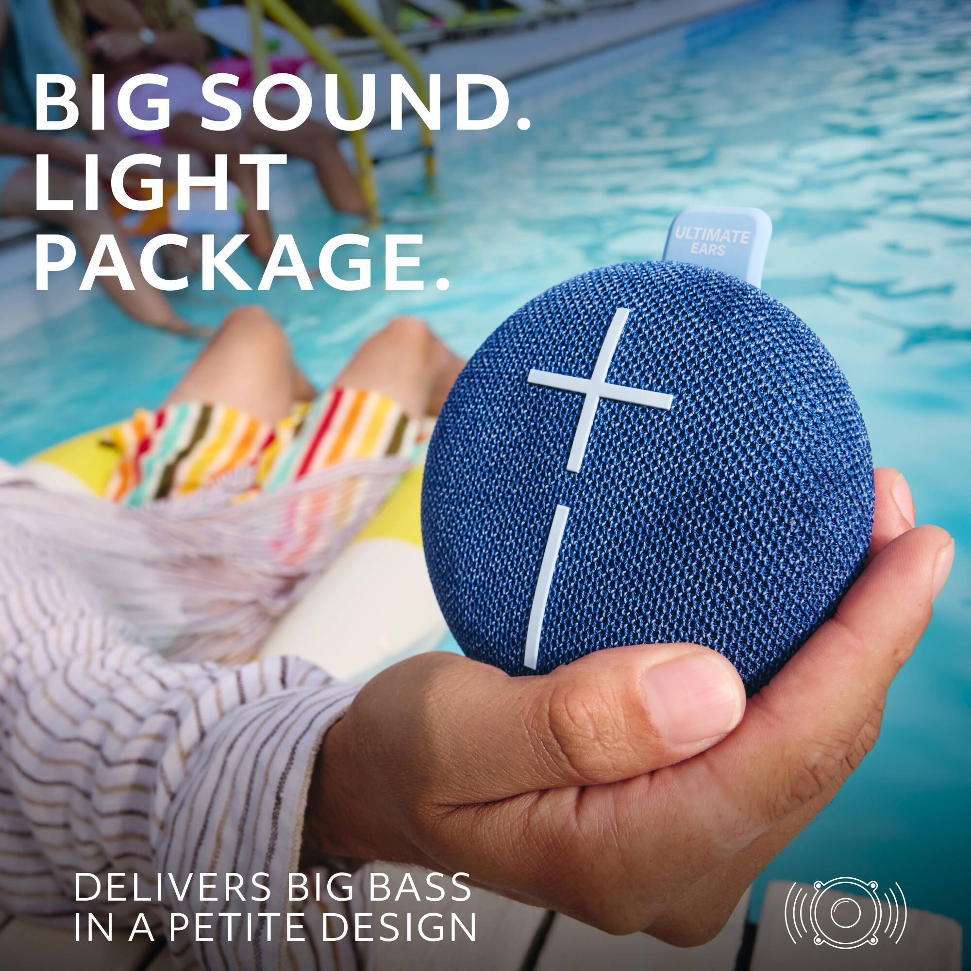 Logitech UE Mini Roll Blue compact portable speaker with hookable strap — view 6
