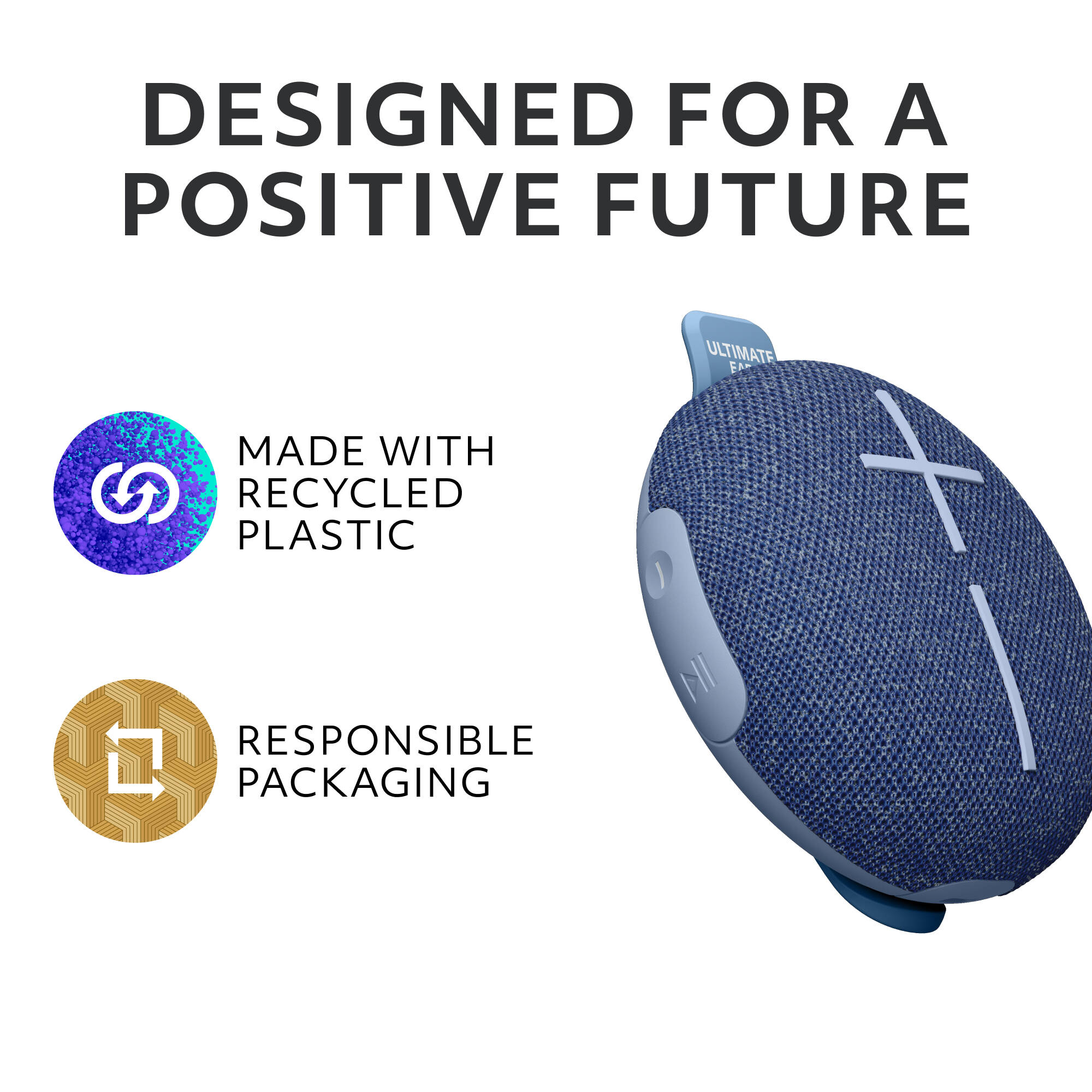 Logitech UE Mini Roll Blue compact portable speaker with hookable strap — view 9