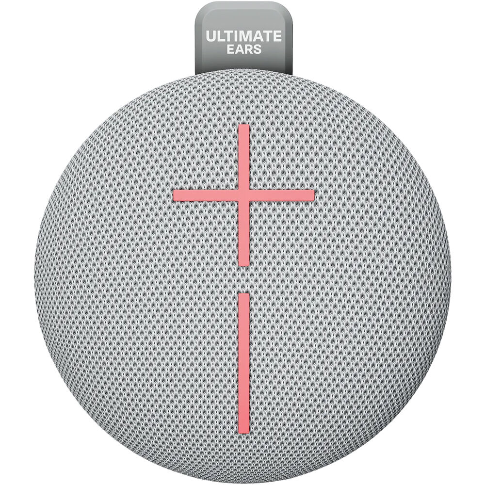 Logitech UE Mini Roll Gray compact portable speaker with hookable strap — view 2