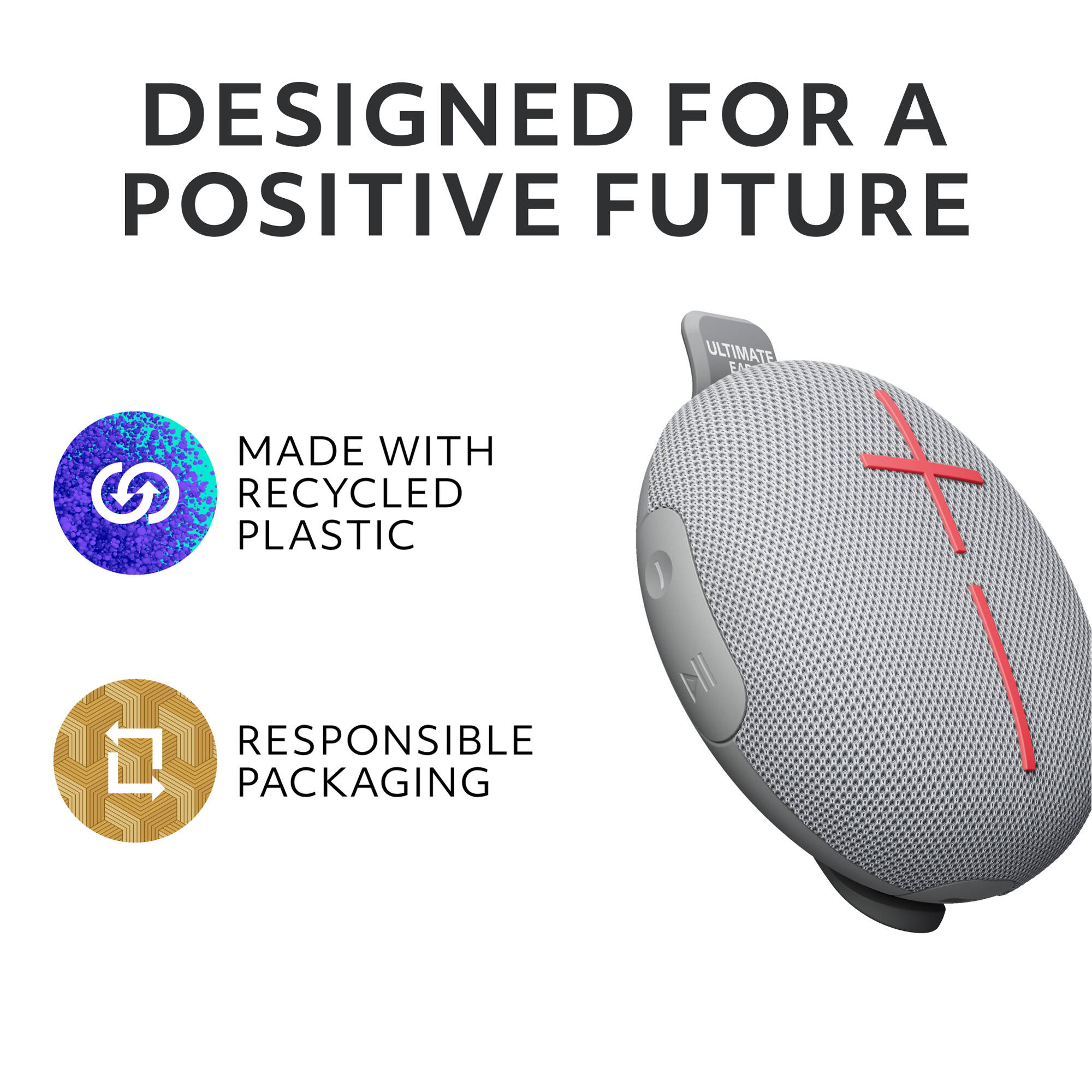 Logitech UE Mini Roll Gray compact portable speaker with hookable strap — view 9
