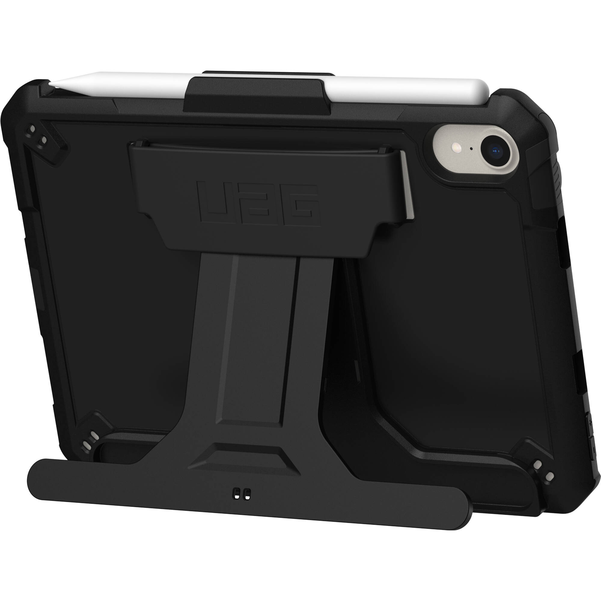Black UAG Scout case for Apple iPad mini 6th and 7th generation with hand strap and kickstand — view 10