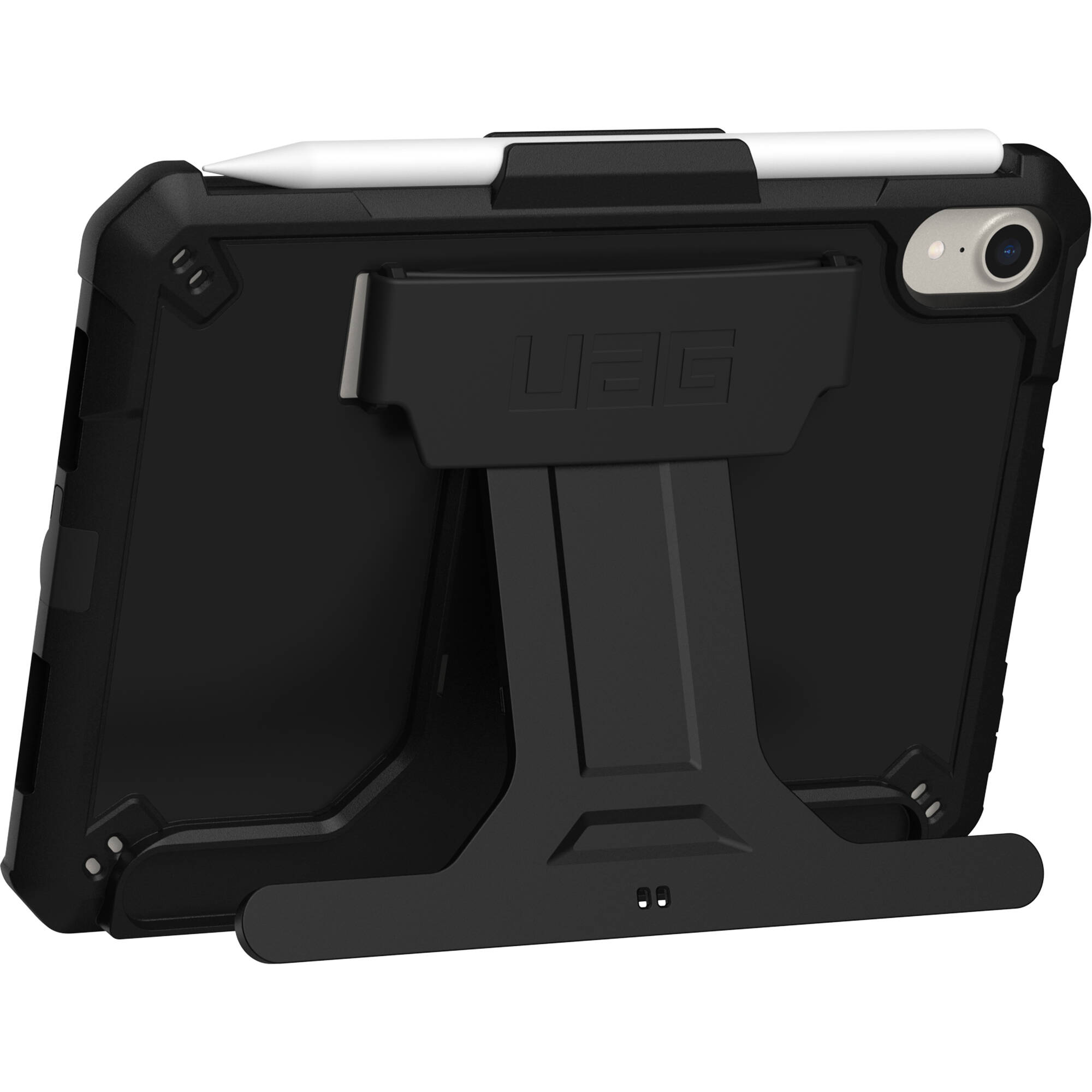 Black UAG Scout case for Apple iPad mini 6th and 7th generation with hand strap and kickstand — view 11