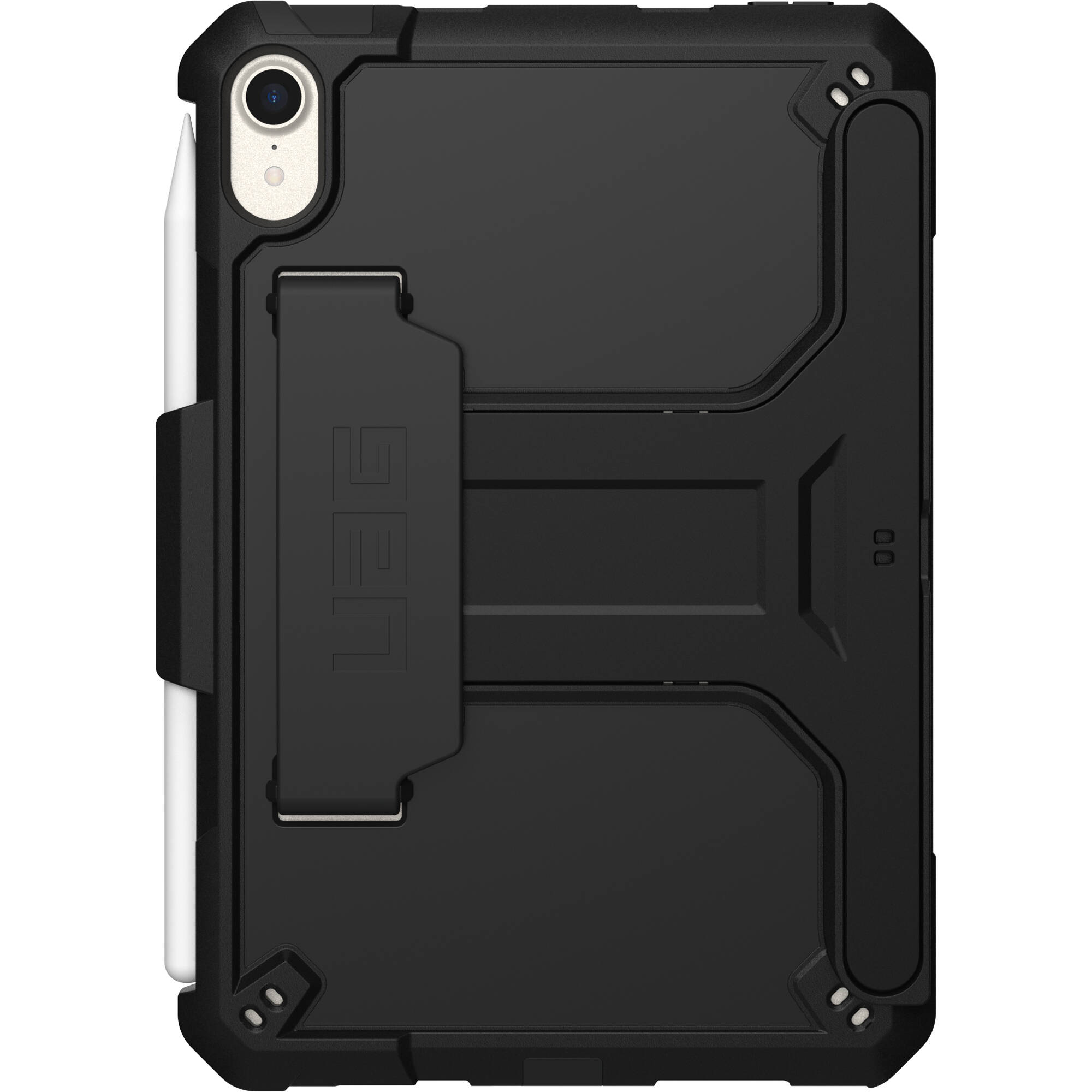 Black UAG Scout case for Apple iPad mini 6th and 7th generation with hand strap and kickstand — view 14