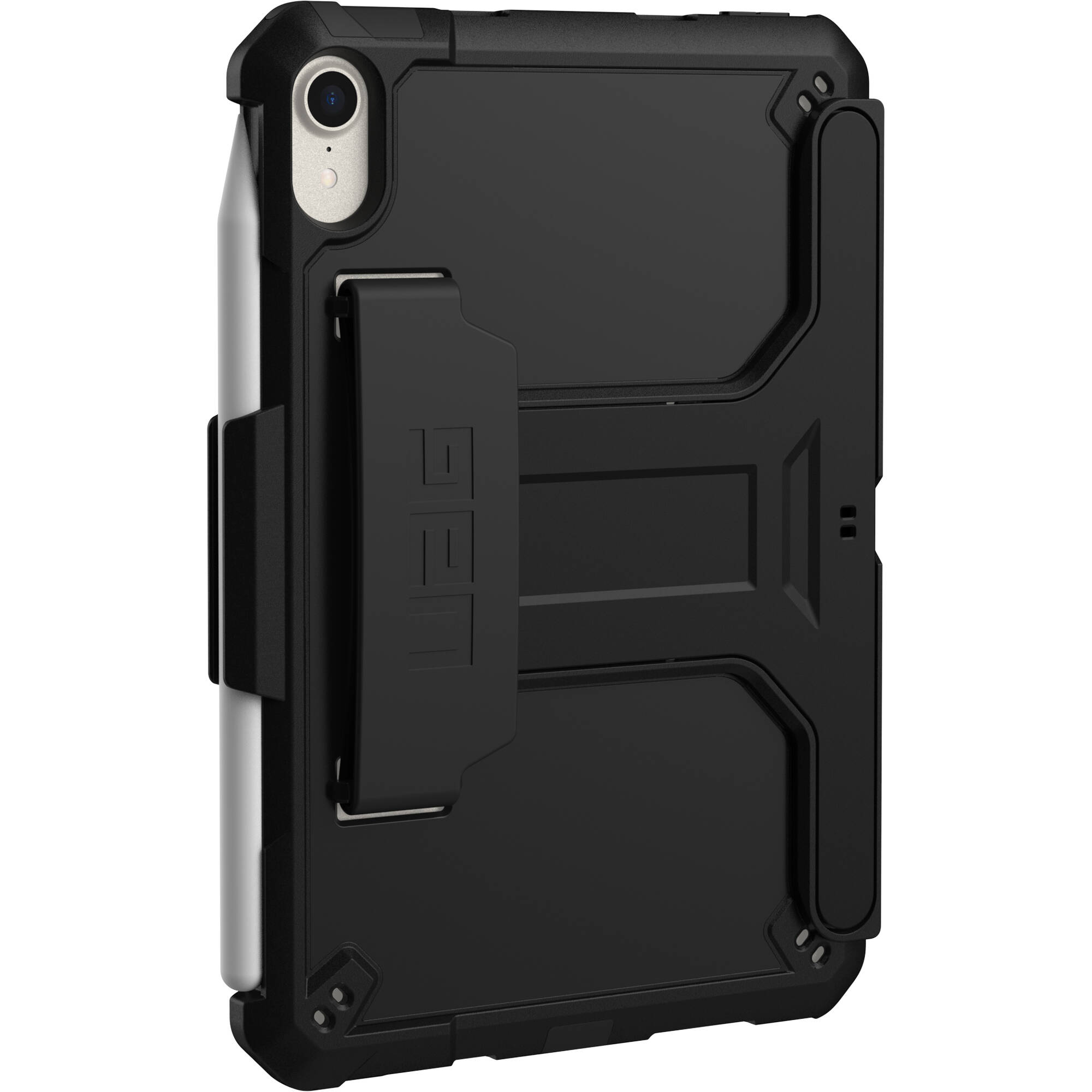 Black UAG Scout case for Apple iPad mini 6th and 7th generation with hand strap and kickstand — view 15