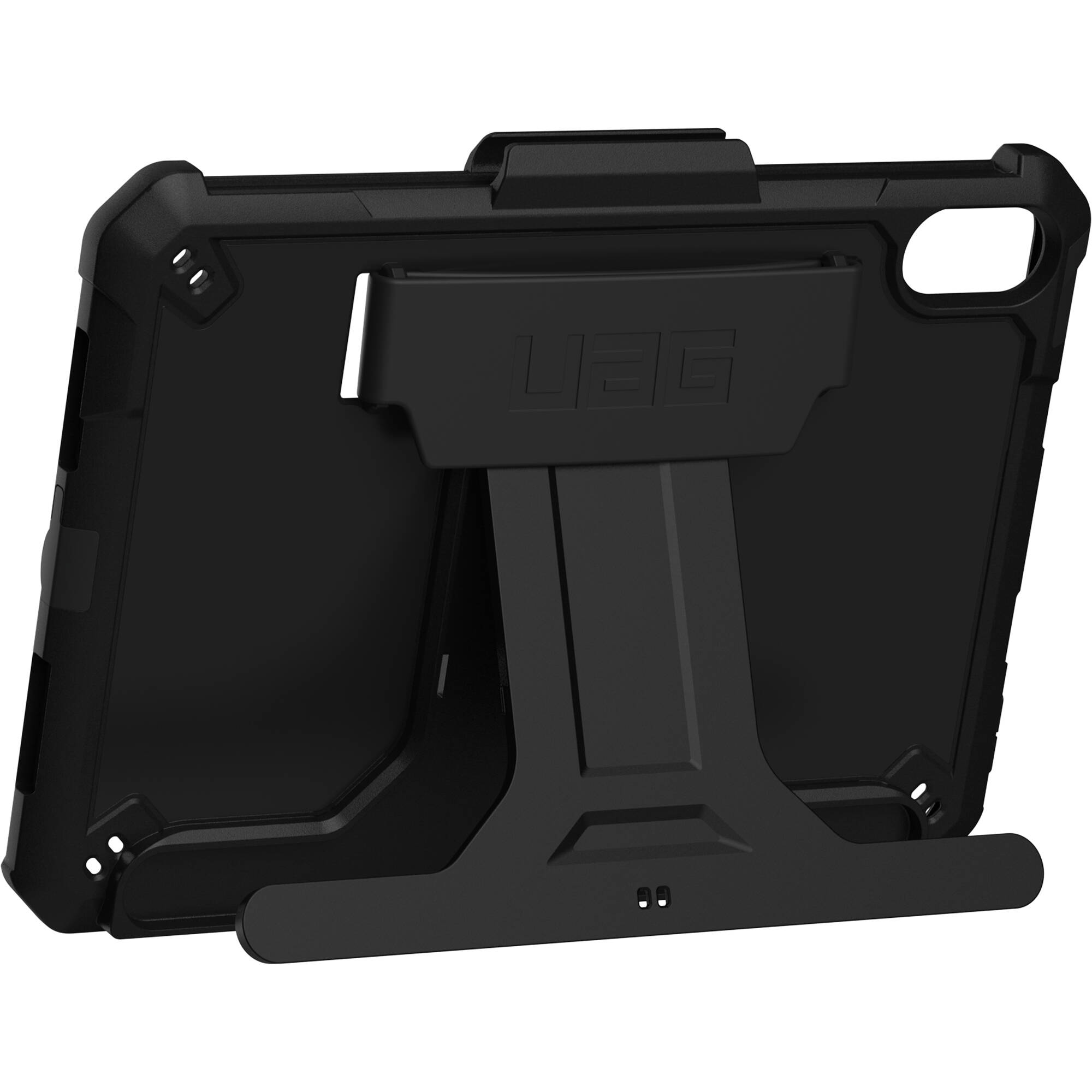 Black UAG Scout case for Apple iPad mini 6th and 7th generation with hand strap and kickstand — view 2