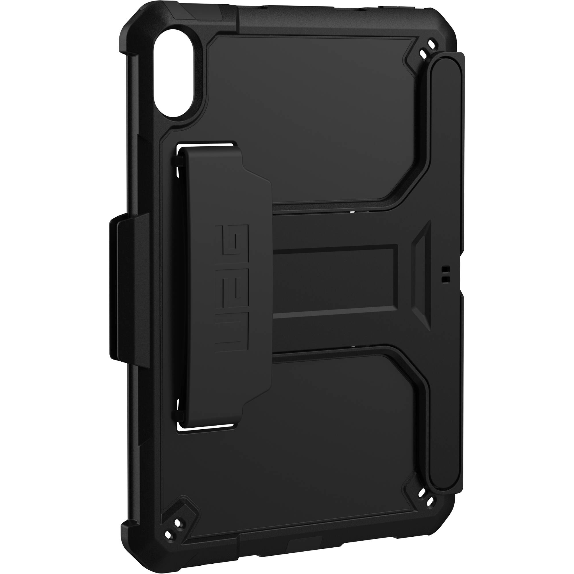 Black UAG Scout case for Apple iPad mini 6th and 7th generation with hand strap and kickstand — view 8