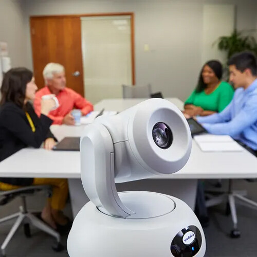 Black Vaddio RoboSHOT 30EM PTZ camera with 30x optical zoom for enterprise meeting rooms — view 3