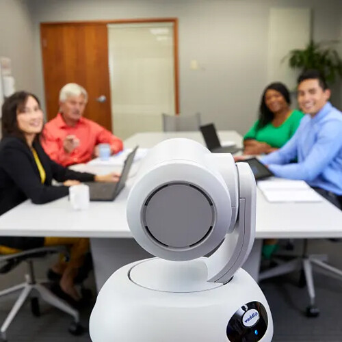 Black Vaddio RoboSHOT 30EM PTZ camera with 30x optical zoom for enterprise meeting rooms — view 4