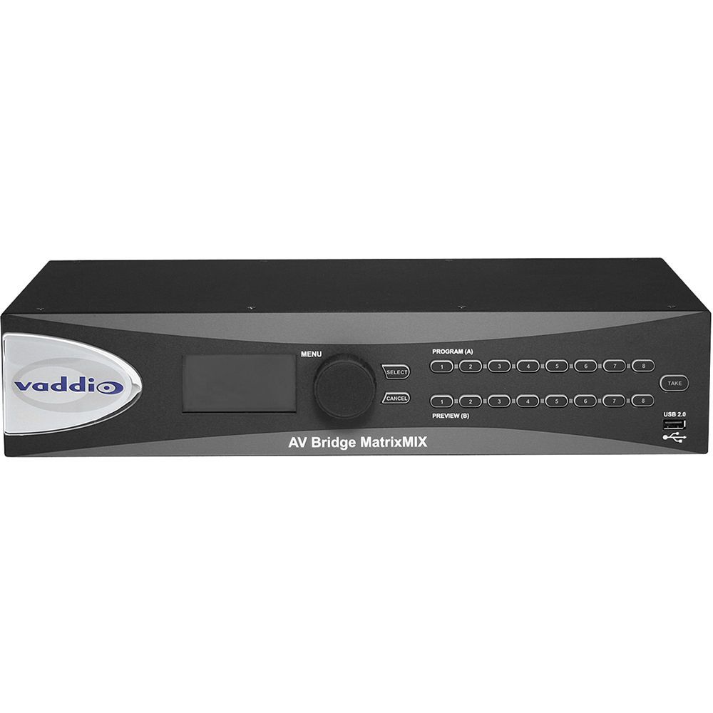 Vaddio AV Bridge MatrixMIX Switcher rack-mountable AV appliance for switching, camera control, streaming, and graphics mixing — view 2