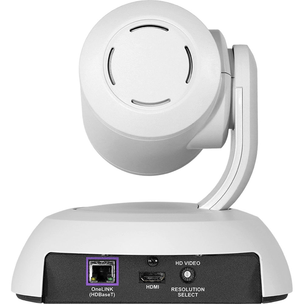 Vaddio RoboSHOT 12E OneLink Bridge System white PTZ camera for professional conference room installation — view 3