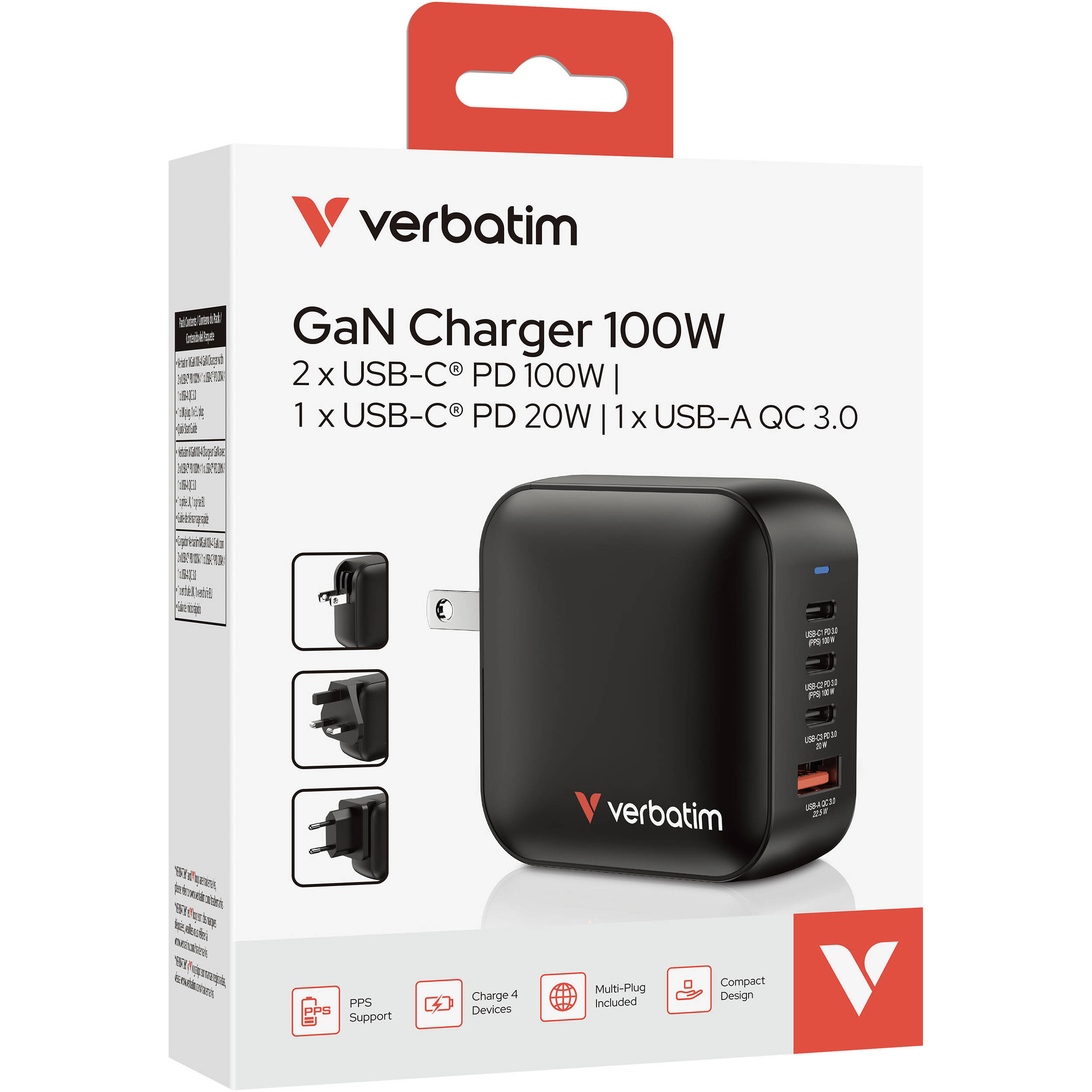 Verbatim Mini GaN Charger 100W 4 port compact USB charger — view 11