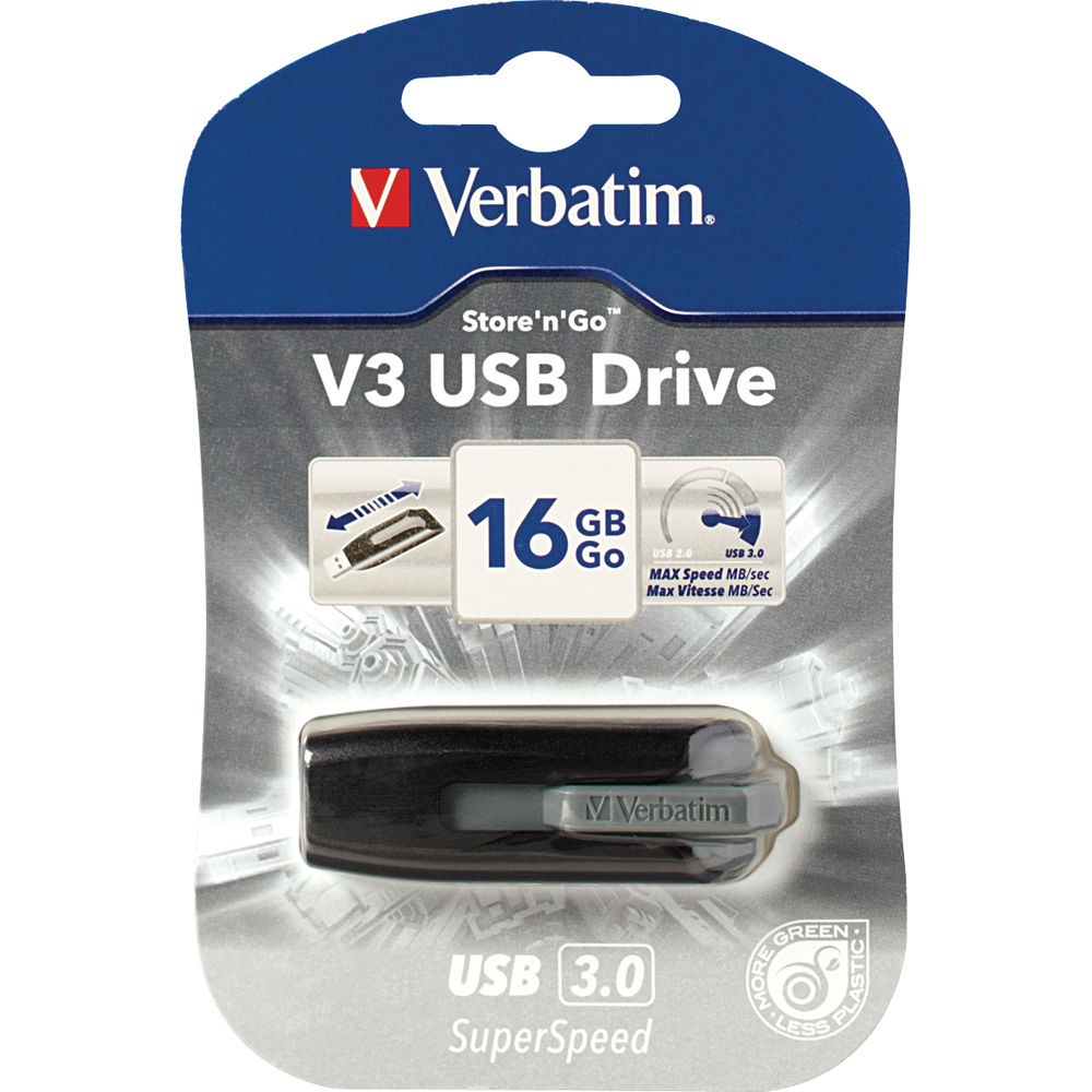 Verbatim Store 'n' Go V3 16GB black USB 3.0 flash drive — view 3