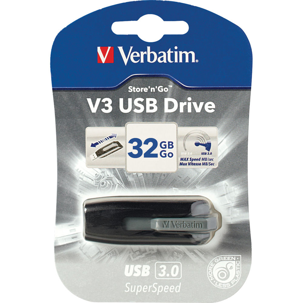 Verbatim Store 'n' Go V3 32GB USB 3.0 flash drive in black — view 3