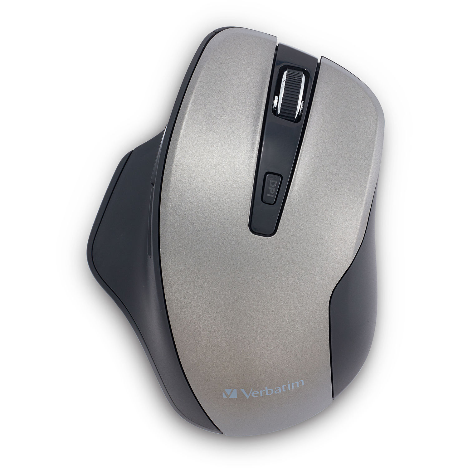 Verbatim Silent Ergonomic Wireless Blue LED Mouse in black, angled view — view 2