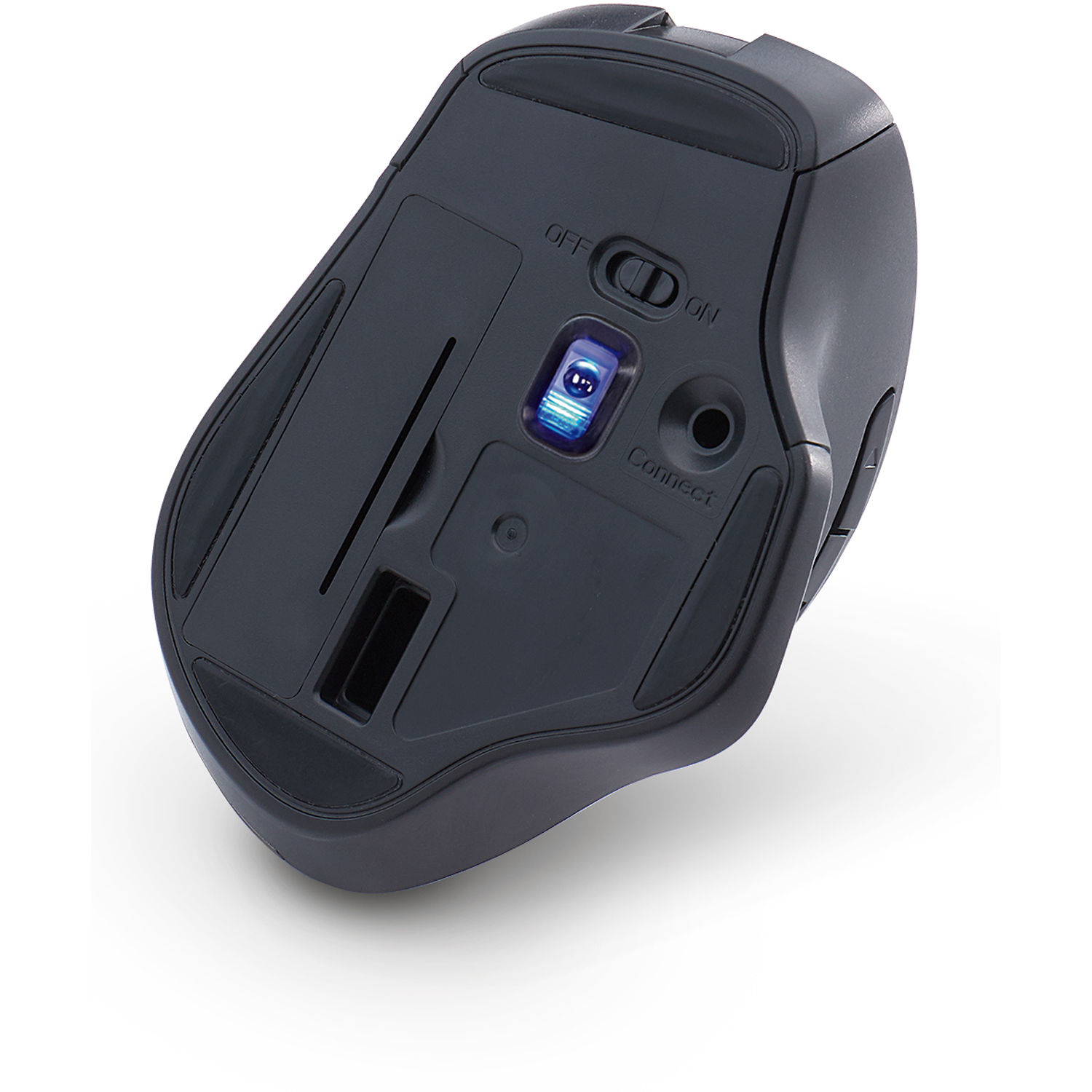 Verbatim Silent Ergonomic Wireless Blue LED Mouse in black, angled view — view 3
