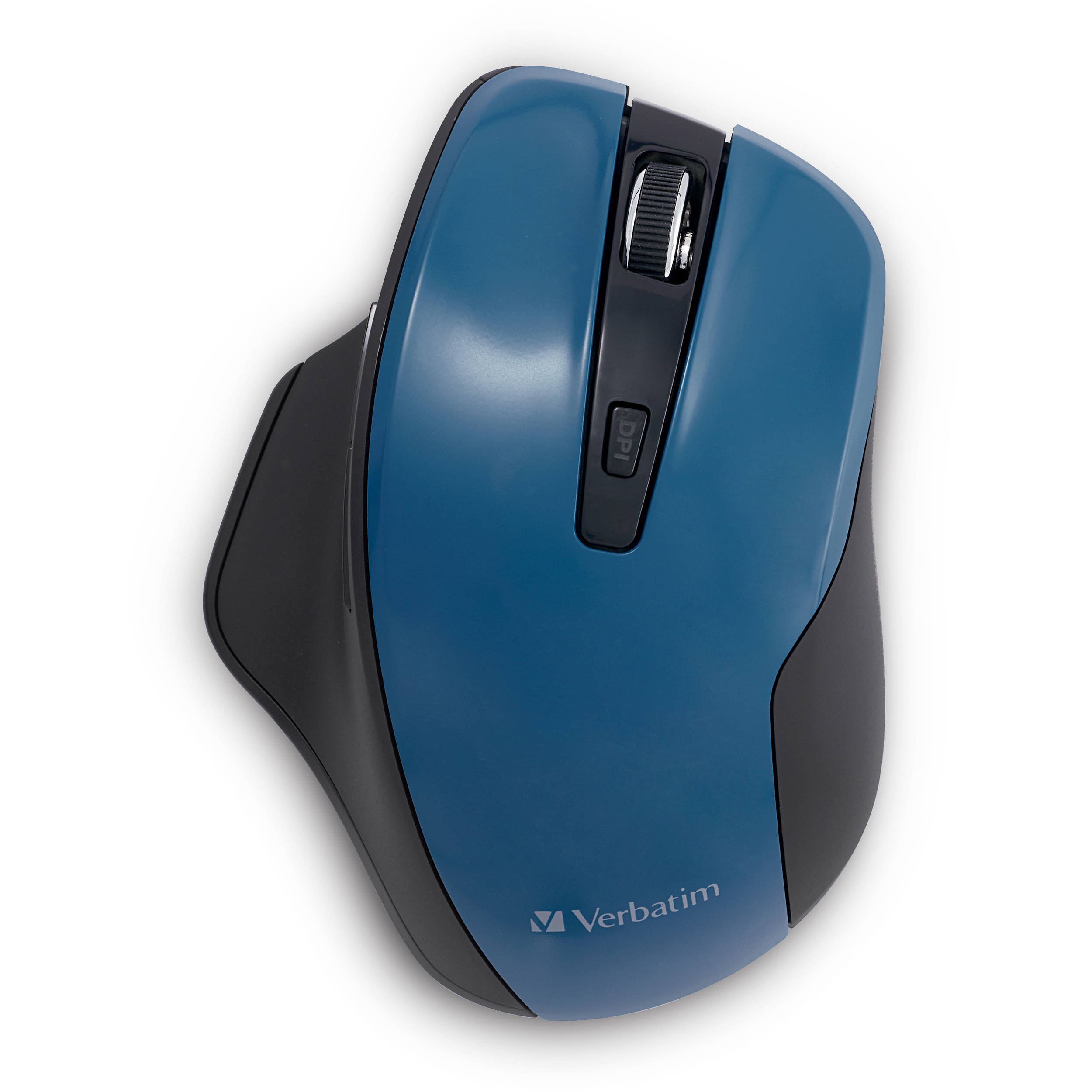 Verbatim Wireless Blue LED Silent Ergo Dark Teal Mouse on white background — view 2