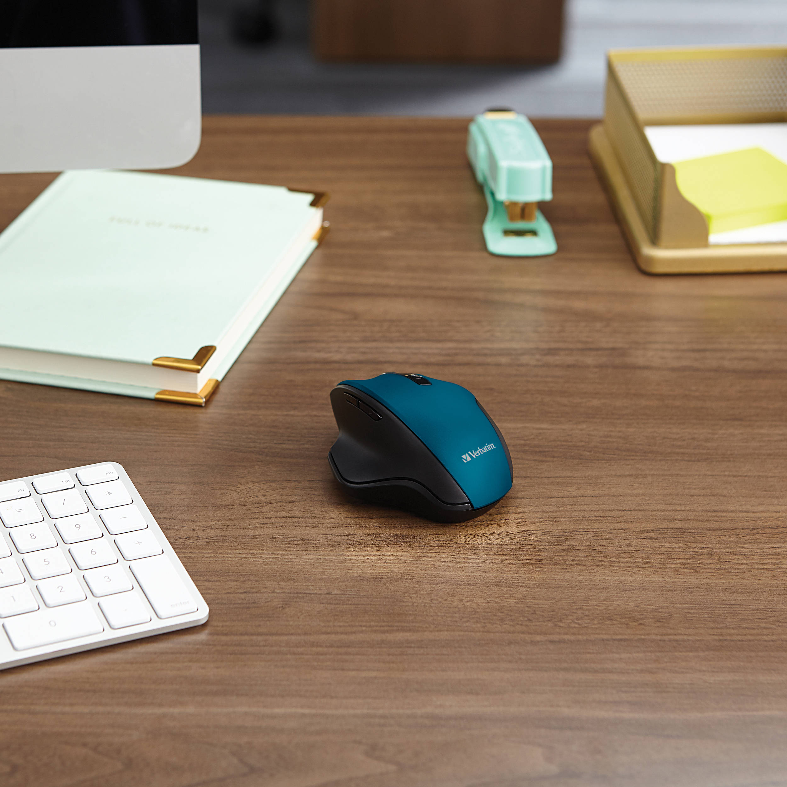Verbatim Wireless Blue LED Silent Ergo Dark Teal Mouse on white background — view 5