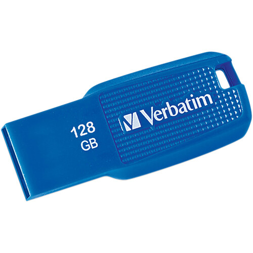 Verbatim 128GB Ergo USB 3.0 flash drive in blue — view 2