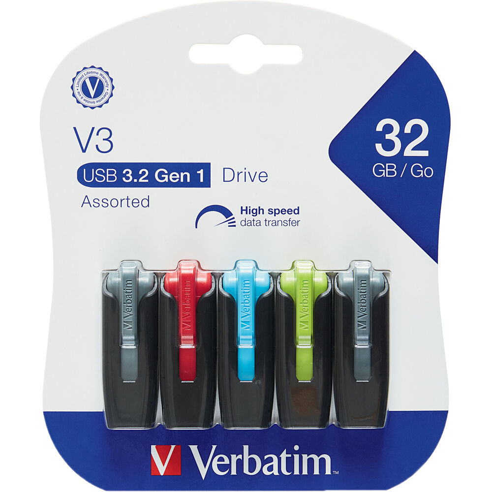 Verbatim Store 'n' Go V3 32GB USB 3.0 flash drives assorted colors 5-pack — view 7