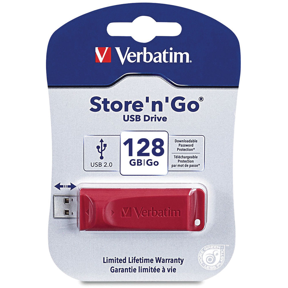 Red Verbatim 128GB STORENGO USB flash drive, model 98525 — view 3