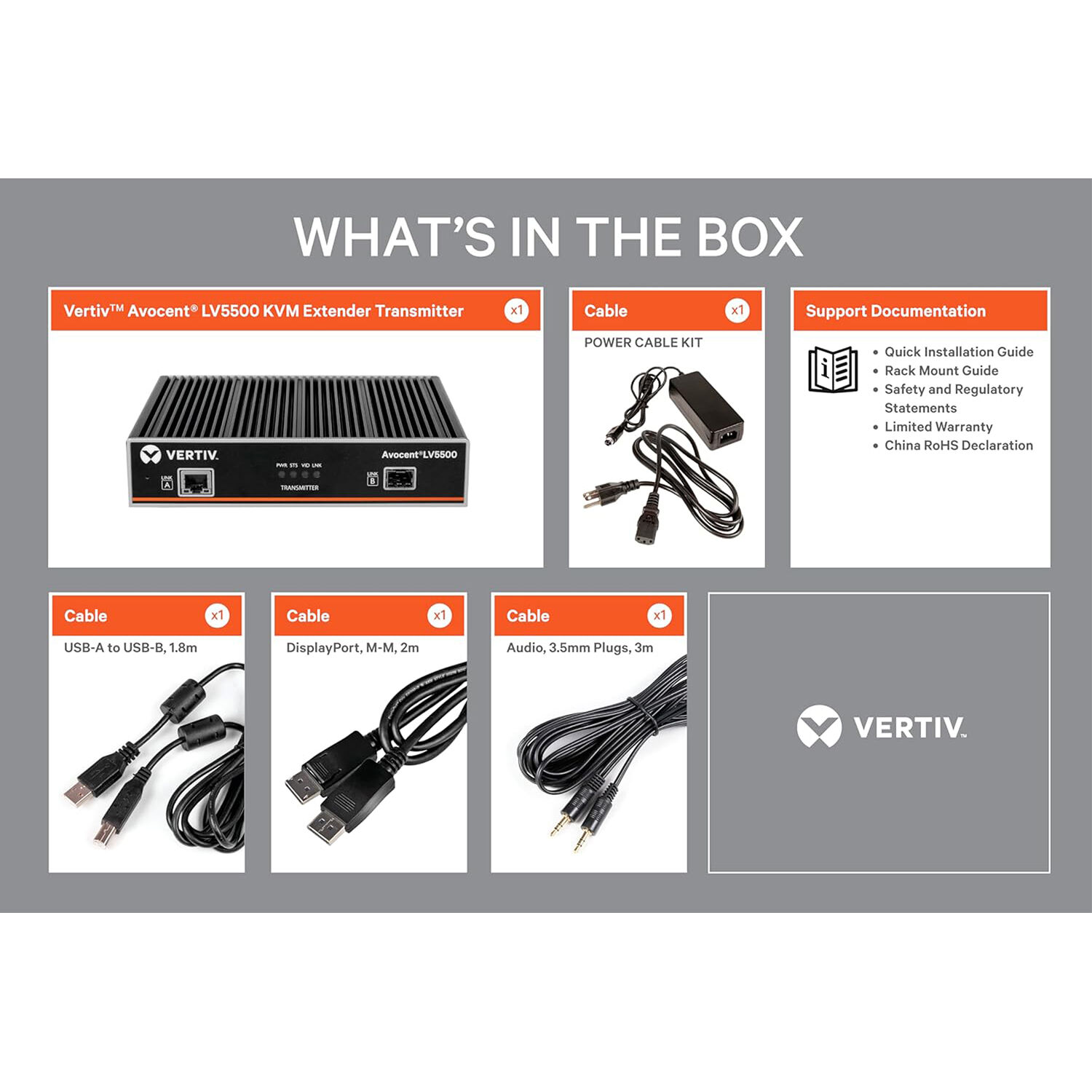 Vertiv LV5500T-400 single DisplayPort extender with 4K60 and USB 2.0 support — view 6