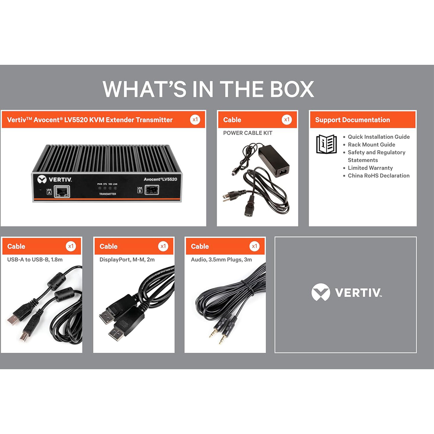 Vertiv LV5520T-400 dual DisplayPort 4K60 USB 2.0 KVM extender — view 6