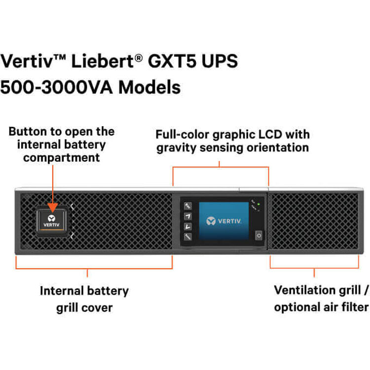 Vertiv Liebert GXT5 3000VA 120V online UPS 2U rack tower with NEMA outlets — view 4