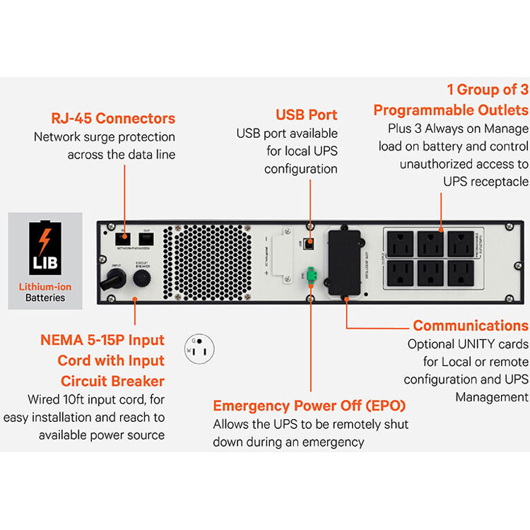 Vertiv Liebert PSI5 Lithium-Ion 1500VA rack-tower UPS for compact IT backup power — view 3