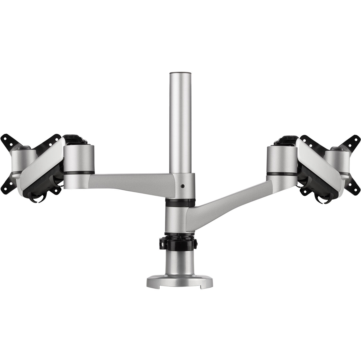 Spring-loaded dual monitor arm mount for two displays on a desk — view 3