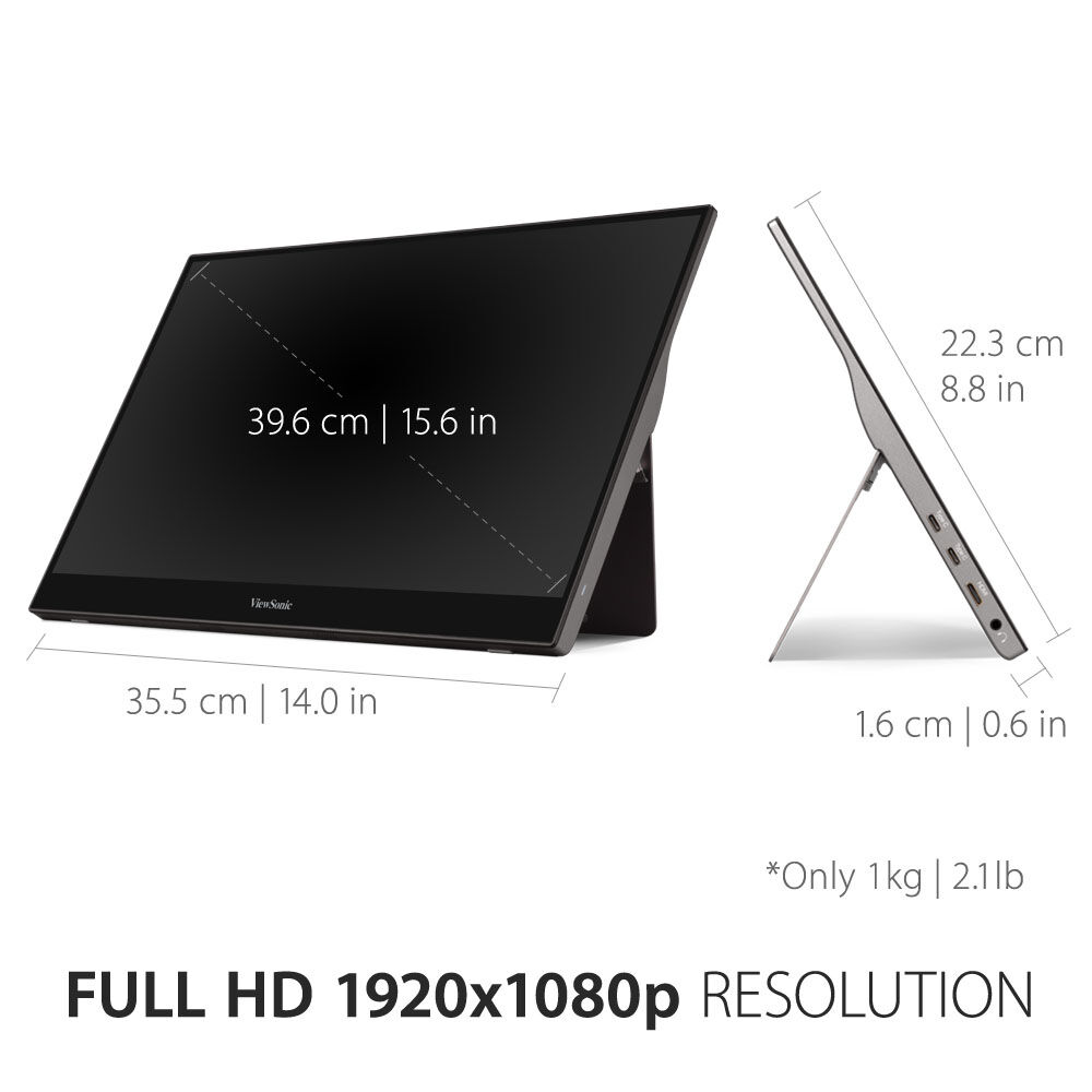 ViewSonic TD1655 15.6-inch portable FHD touch display with built-in stand and USB-C connectivity — view 11