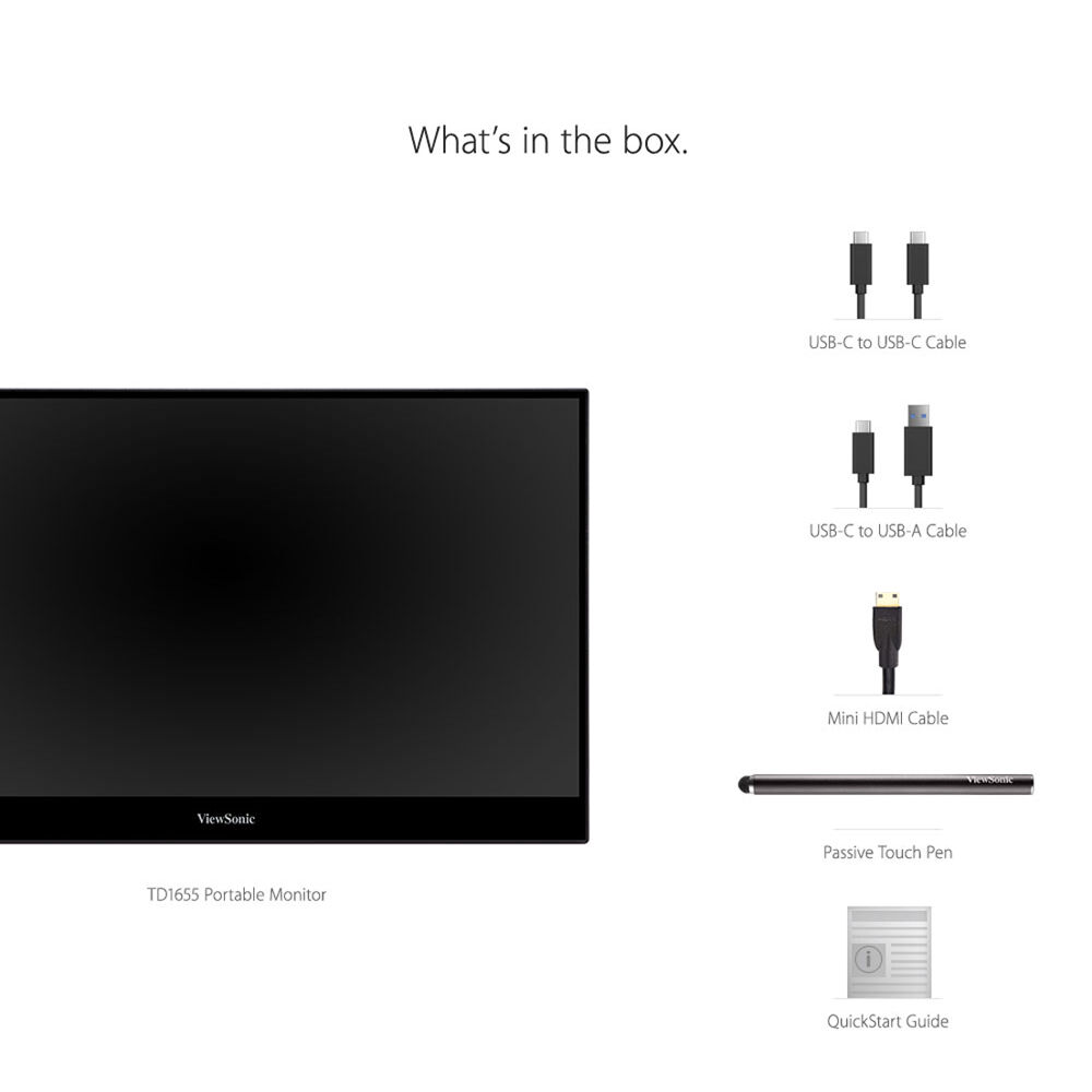 ViewSonic TD1655 15.6-inch portable FHD touch display with built-in stand and USB-C connectivity — view 9