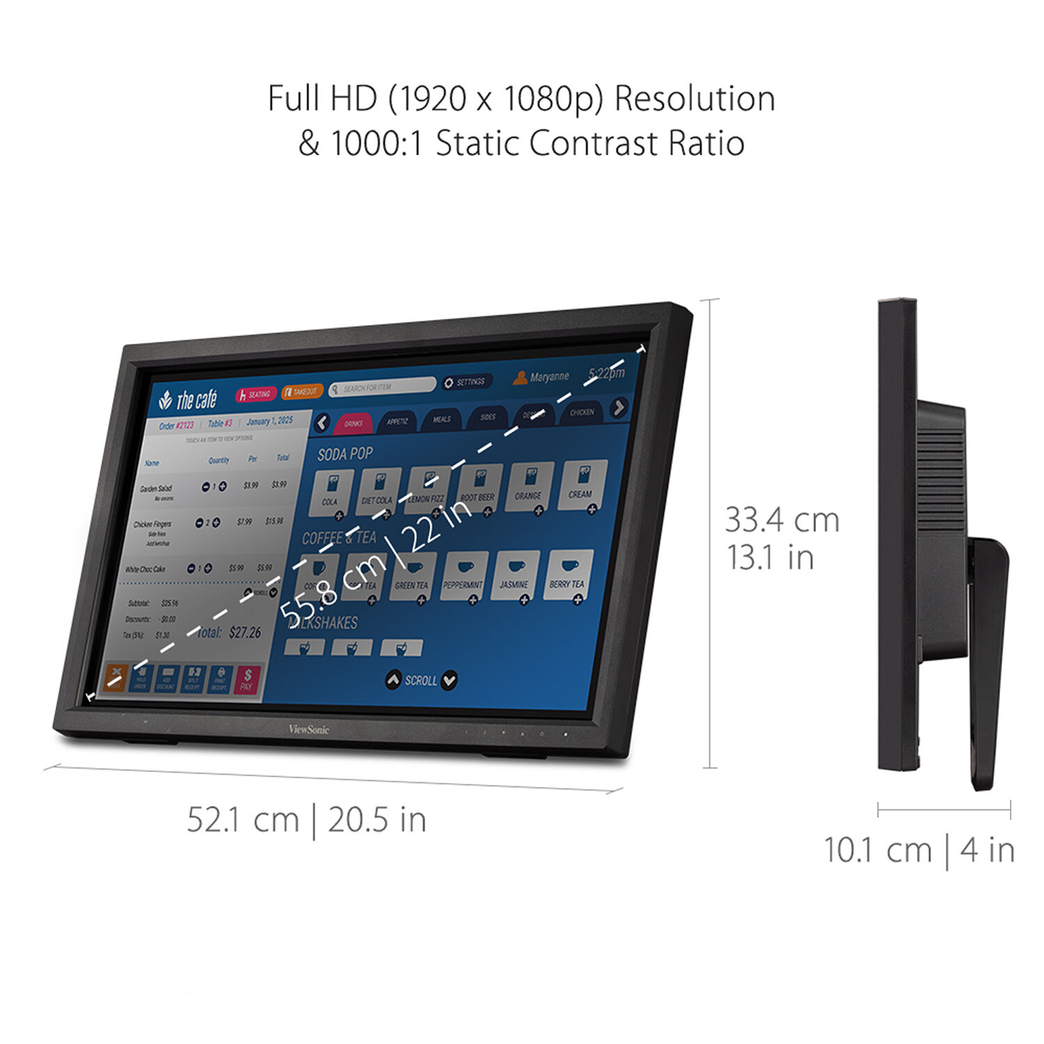 ViewSonic TD2223 22-inch infrared 10-point touch display with Full HD resolution — view 12