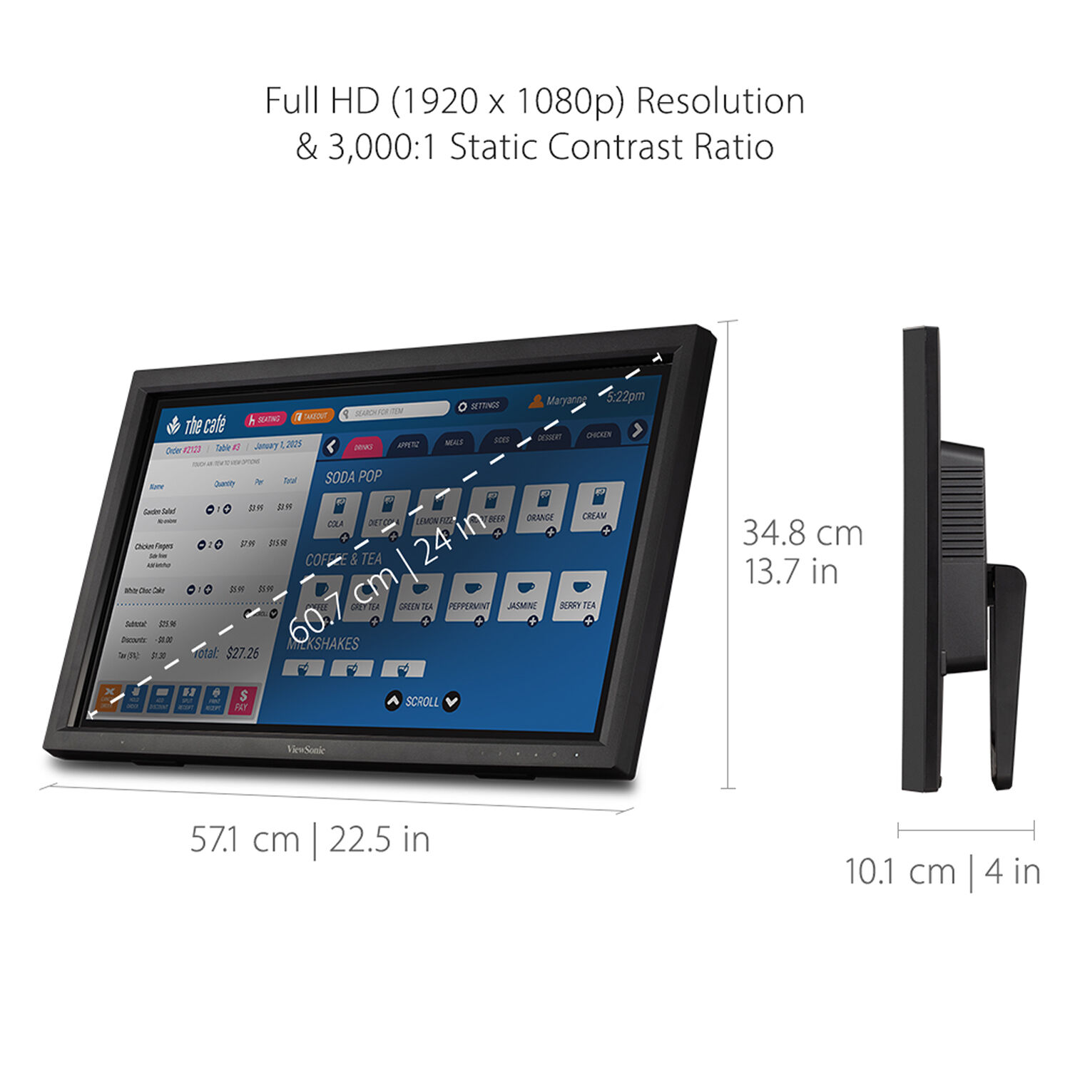 ViewSonic TD2423D 24-inch Full HD IR 10-point touch display for business workflows — view 12