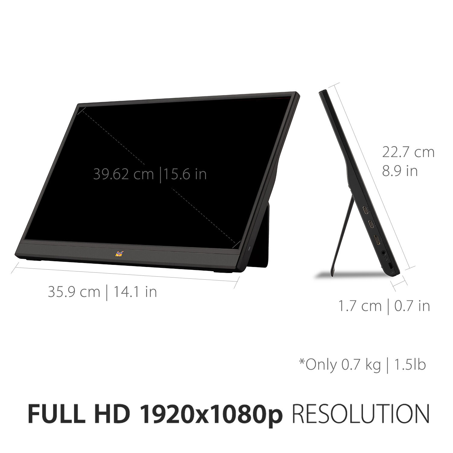 ViewSonic VA1655 15.6-inch portable IPS monitor with Full HD resolution, USB-C and HDMI — view 17