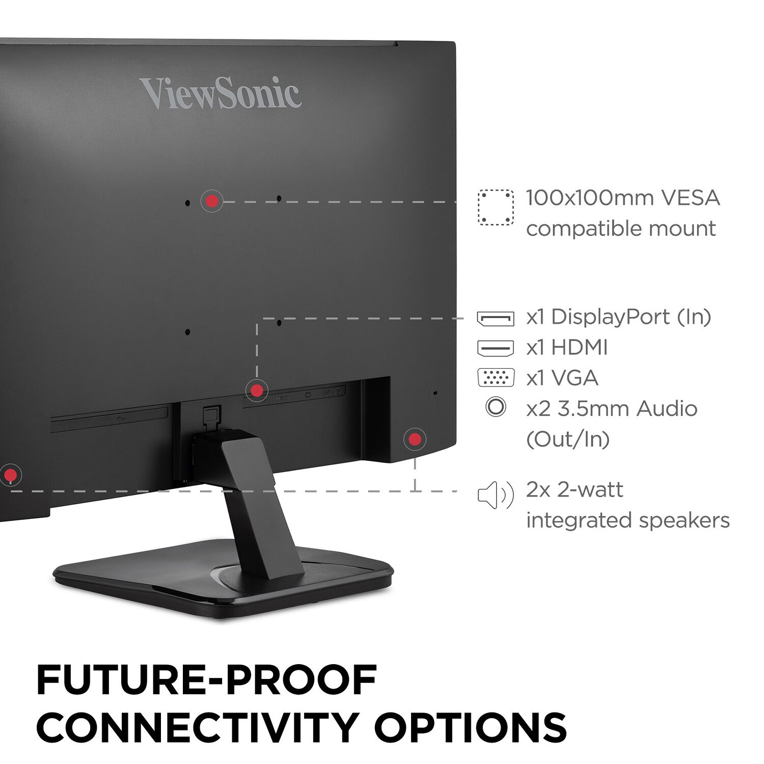 ViewSonic VA2756A-MHD 27-inch IPS 1080p monitor with Adaptive Sync and HDMI, DisplayPort, and VGA connectivity — view 10