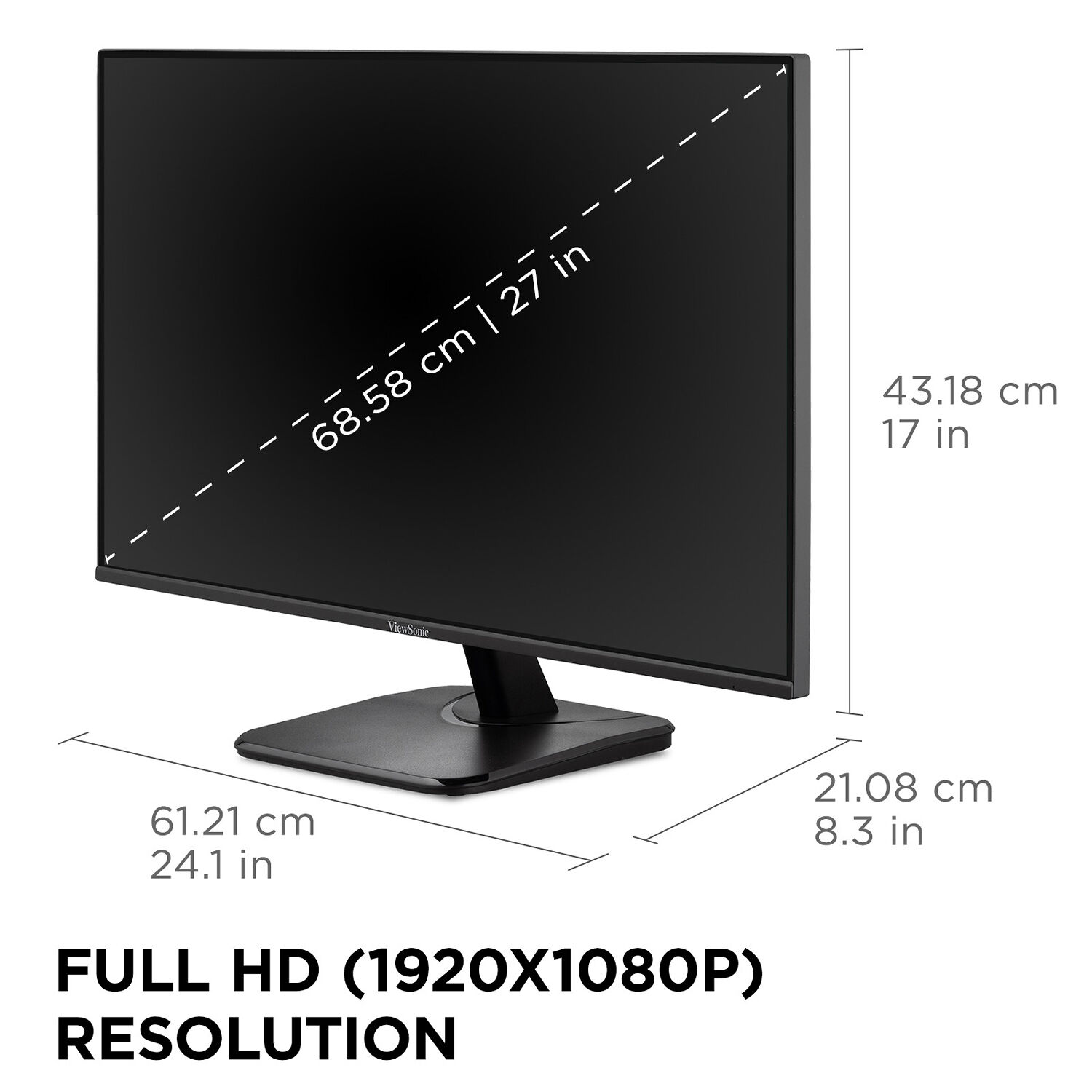 ViewSonic VA2756A-MHD 27-inch IPS 1080p monitor with Adaptive Sync and HDMI, DisplayPort, and VGA connectivity — view 11