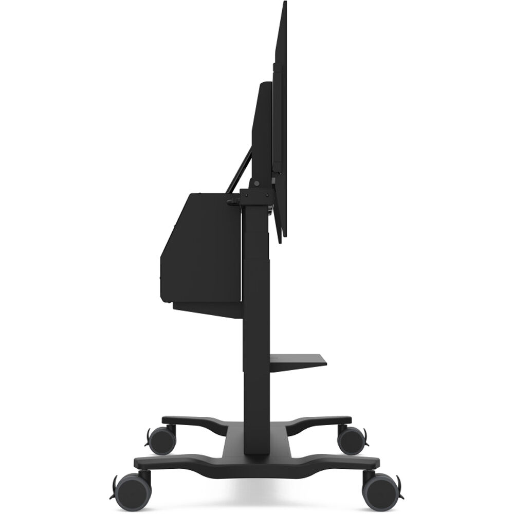 Black electric height adjustable mobile cart with motorized lift and laptop tray — view 4