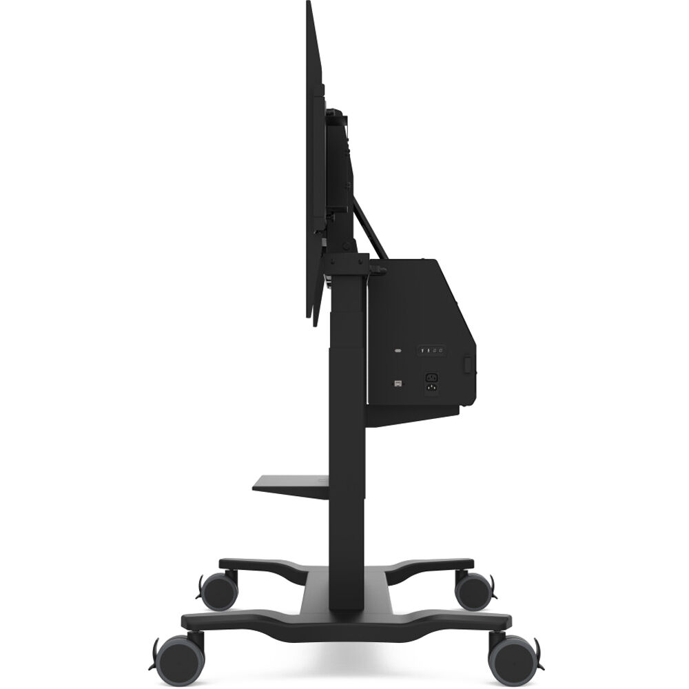 Black electric height adjustable mobile cart with motorized lift and laptop tray — view 5