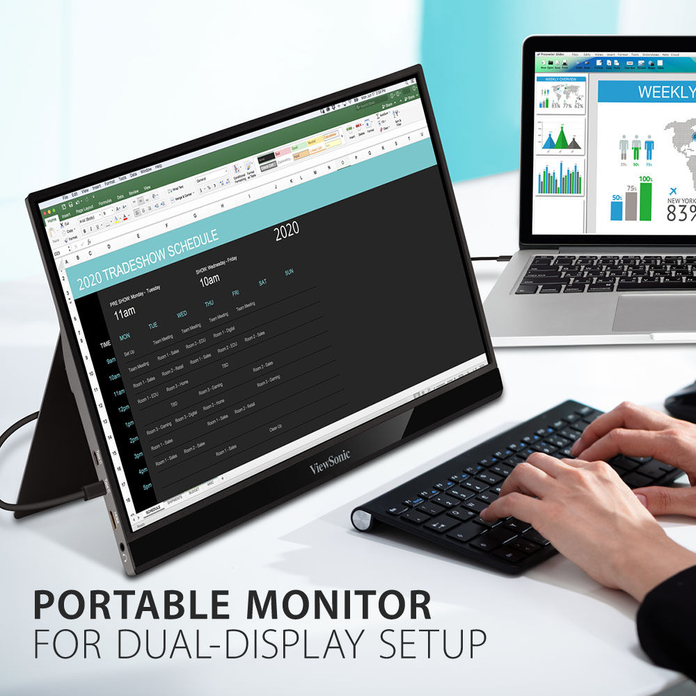 ViewSonic VG1655 15.6-inch FHD portable monitor in silver with built-in stand — view 9