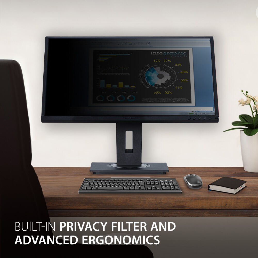 ViewSonic 24-inch IPS monitor with built-in privacy filter and ergonomic stand — view 8
