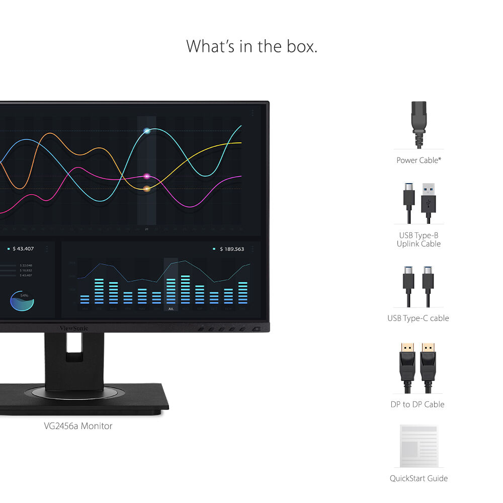ViewSonic VG2456A 24-inch IPS docking monitor with USB-C, RJ45, and ergonomic stand — view 16