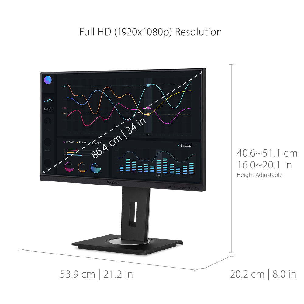 ViewSonic VG2456A 24-inch IPS docking monitor with USB-C, RJ45, and ergonomic stand — view 19