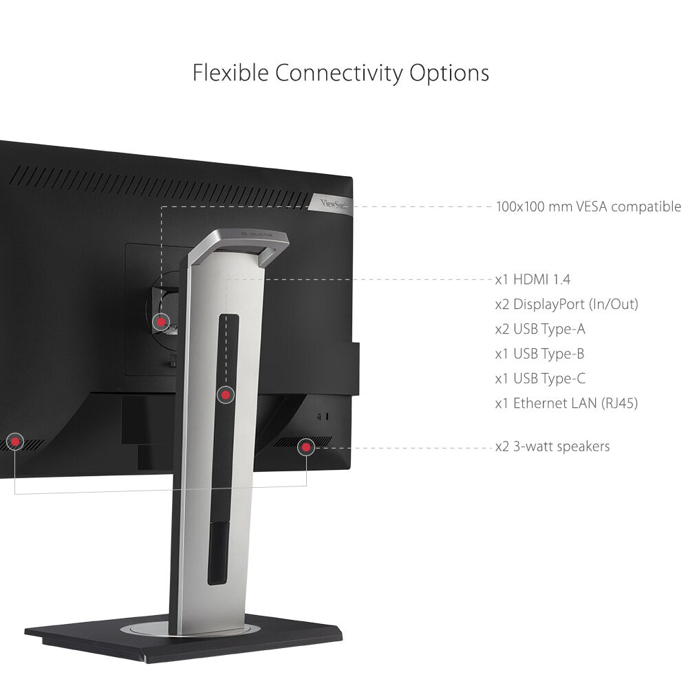ViewSonic VG2456A 24-inch IPS docking monitor with USB-C, RJ45, and ergonomic stand — view 20