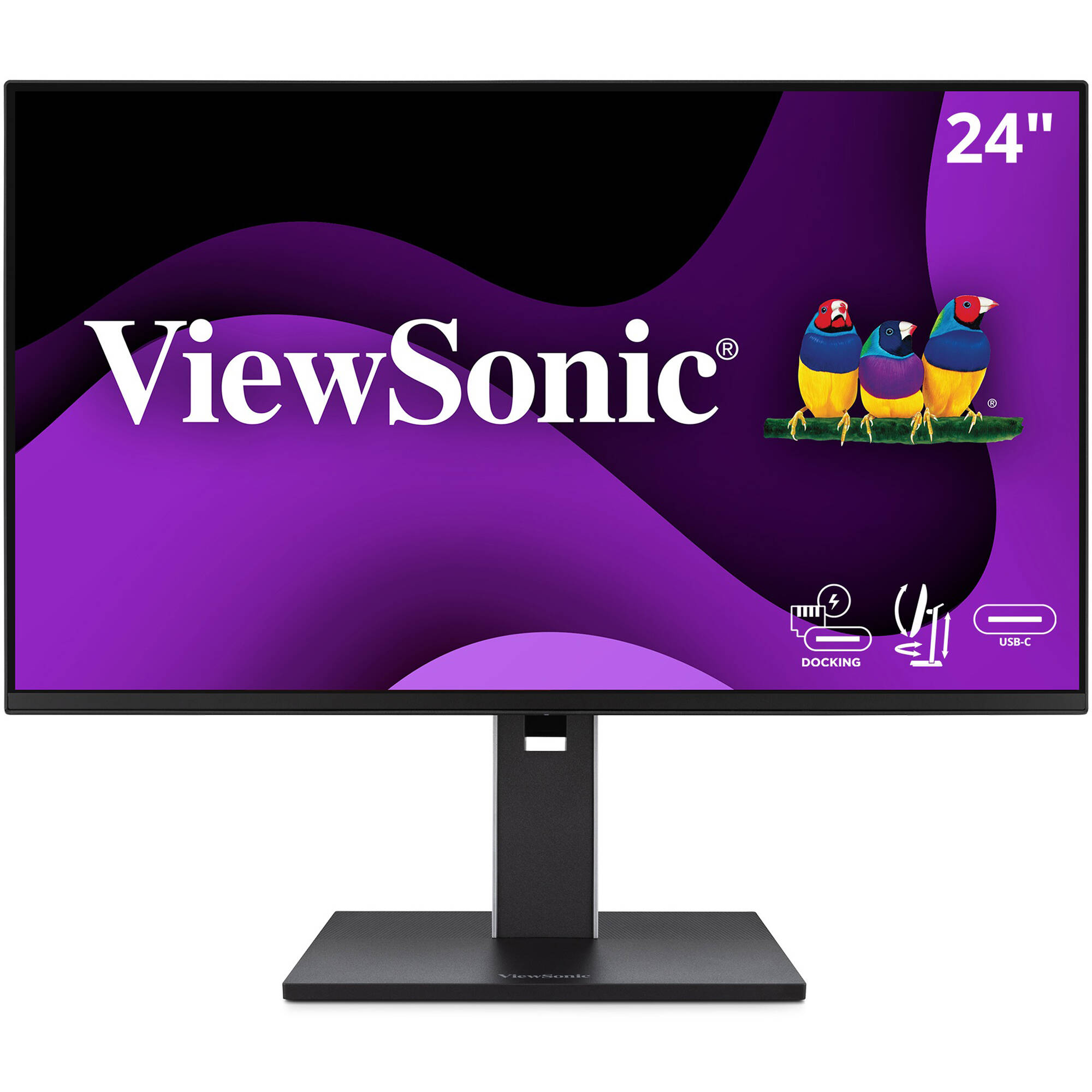 ViewSonic VG2458 24-inch IPS docking monitor with USB-C, RJ45, and ergonomic stand — view 2