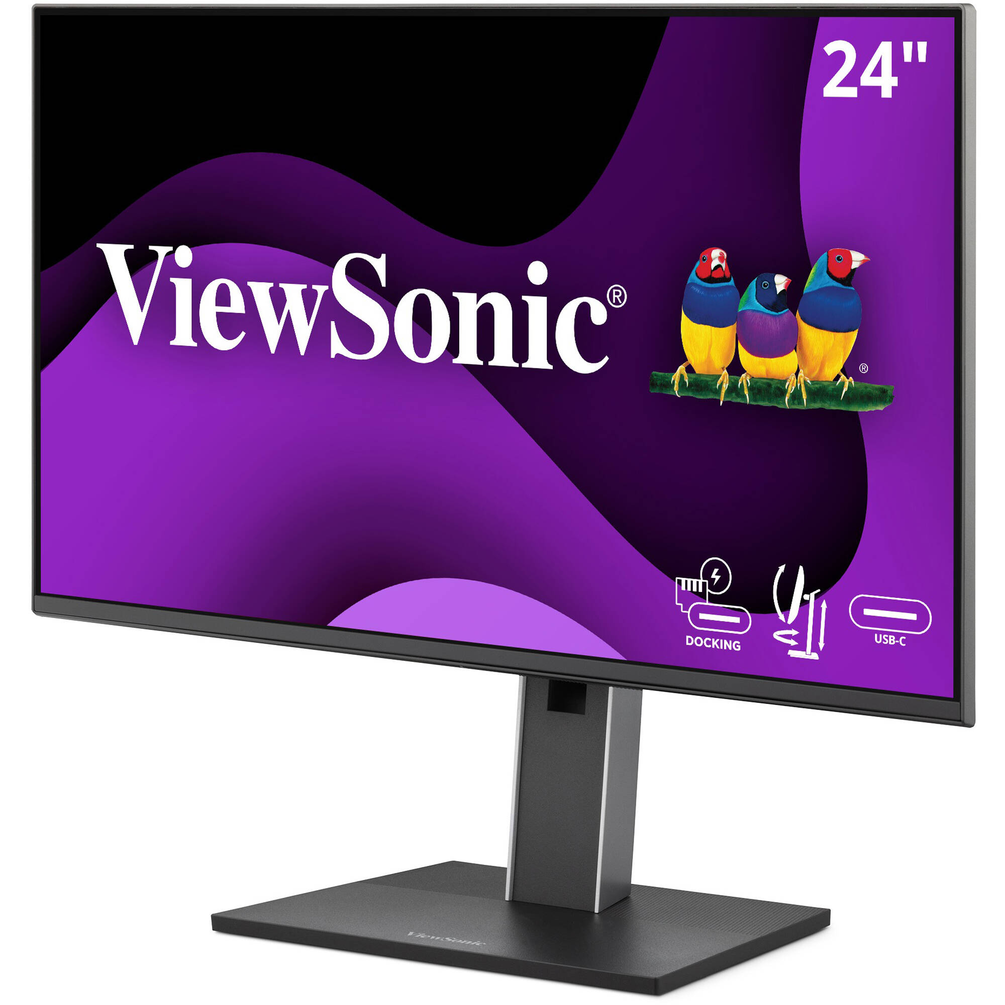 ViewSonic VG2458 24-inch IPS docking monitor with USB-C, RJ45, and ergonomic stand — view 3